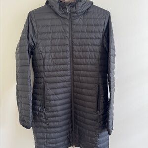 Eddie Bauer Mid-Thigh Lightweight Hooded Black Puffer Coat - size S